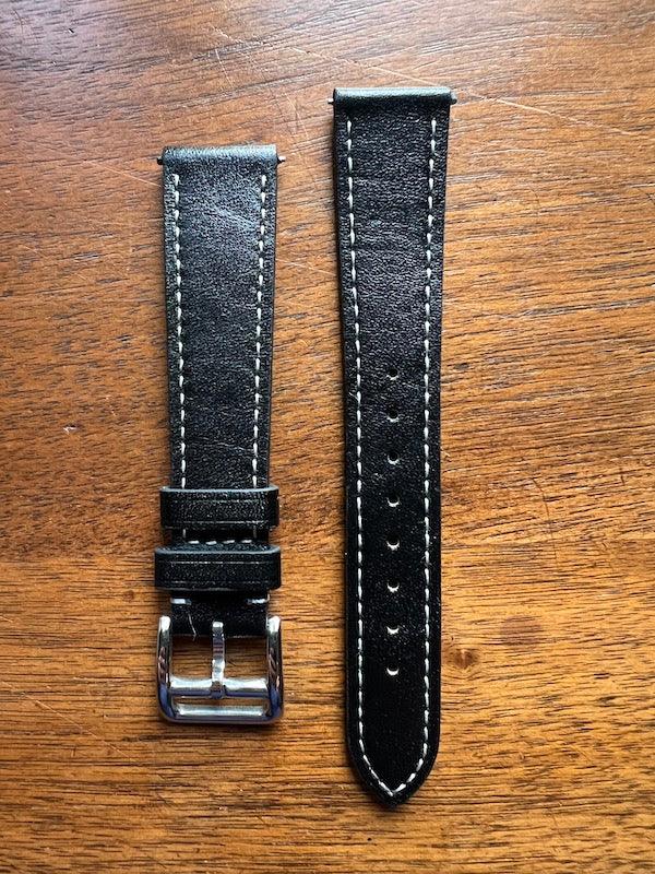 Bracelet Silhouette en simili-cuir façon vachette noir - Vinty Watches