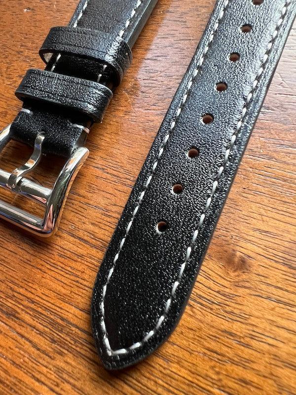 Bracelet Silhouette en simili-cuir façon vachette noir - Vinty Watches