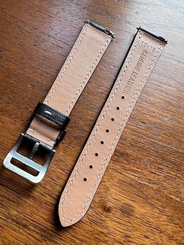 Bracelet Silhouette en simili-cuir façon vachette noir - Vinty Watches