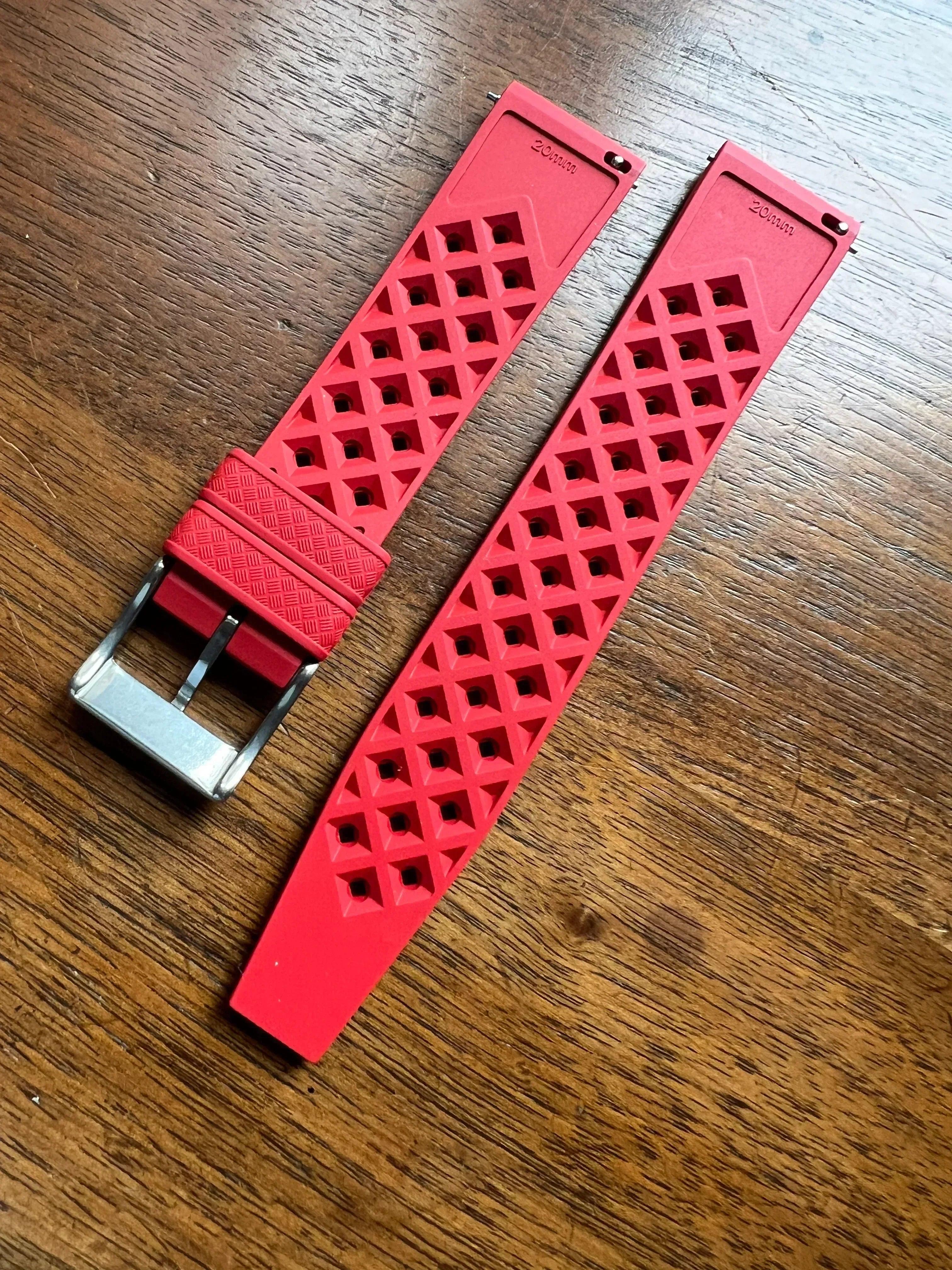 Bracelet tropical rubber rouge ardent - Vinty Watches