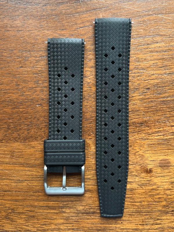 Bracelet tropical rubber noir profond - Vinty Watches