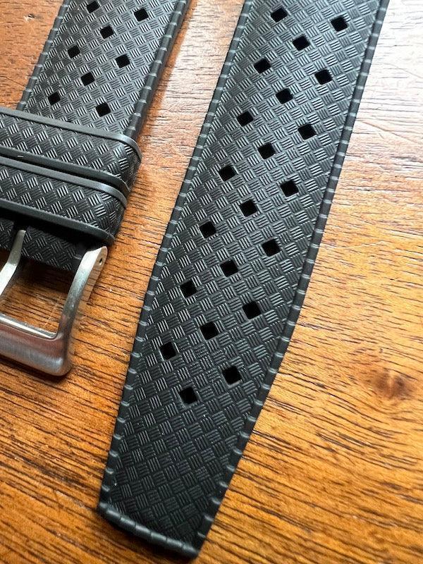 Bracelet tropical rubber noir profond - Vinty Watches