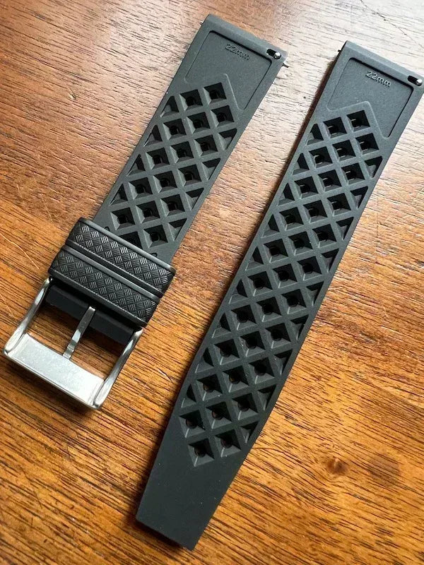 Bracelet tropical rubber noir profond - Vinty Watches