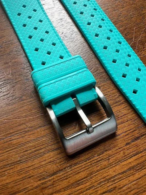 Bracelet tropical rubber bleu céruléen - Vinty Watches