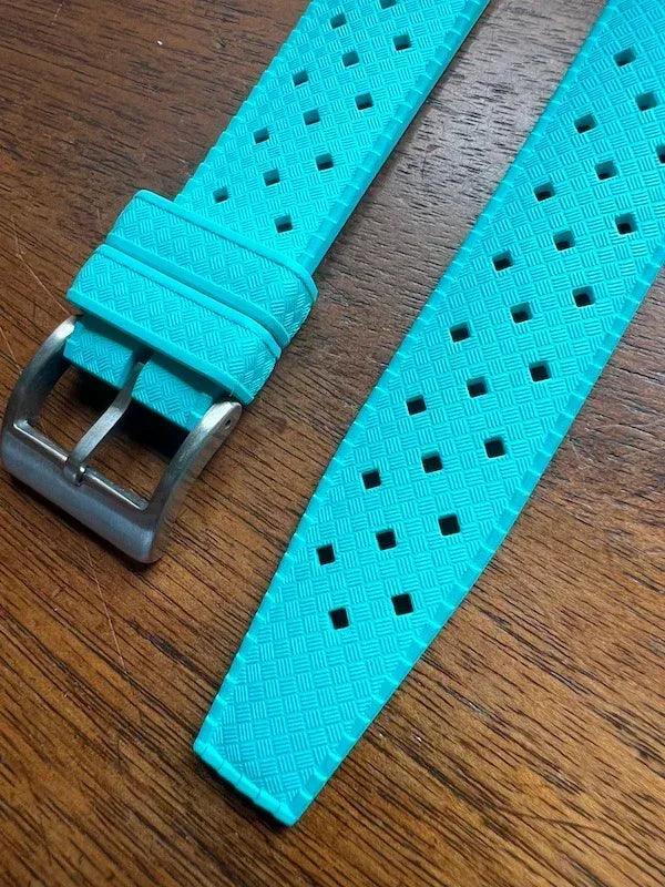 Bracelet tropical rubber bleu céruléen - Vinty Watches