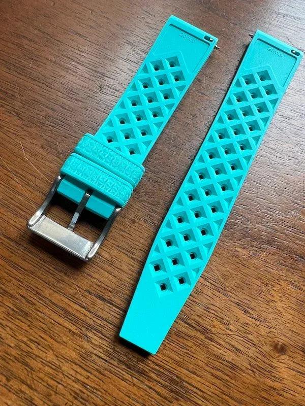 Bracelet tropical rubber bleu céruléen - Vinty Watches