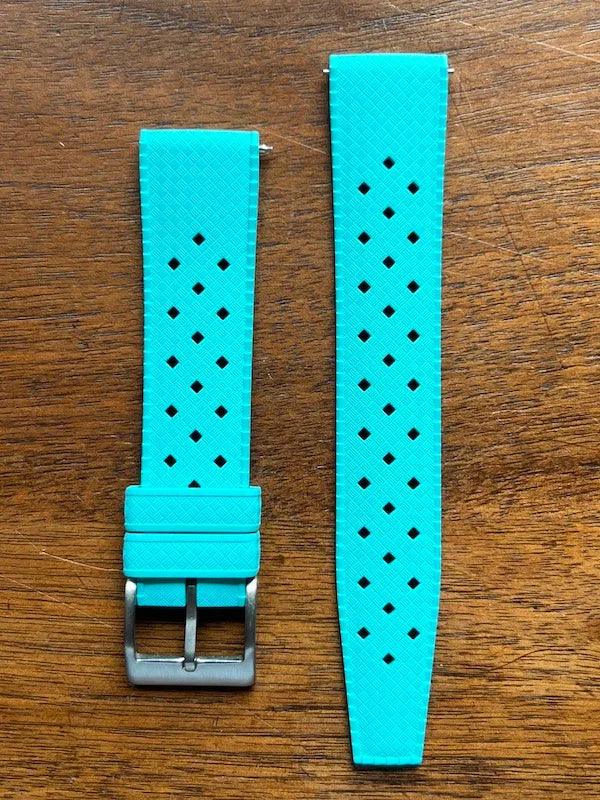 Bracelet tropical rubber bleu céruléen - Vinty Watches