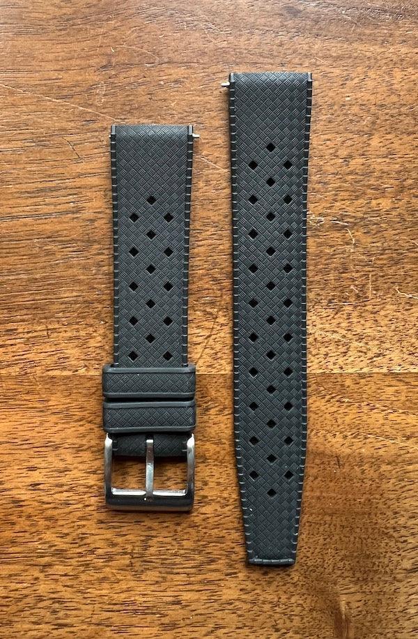 Bracelet tropical rubber noir profond - Vinty Watches