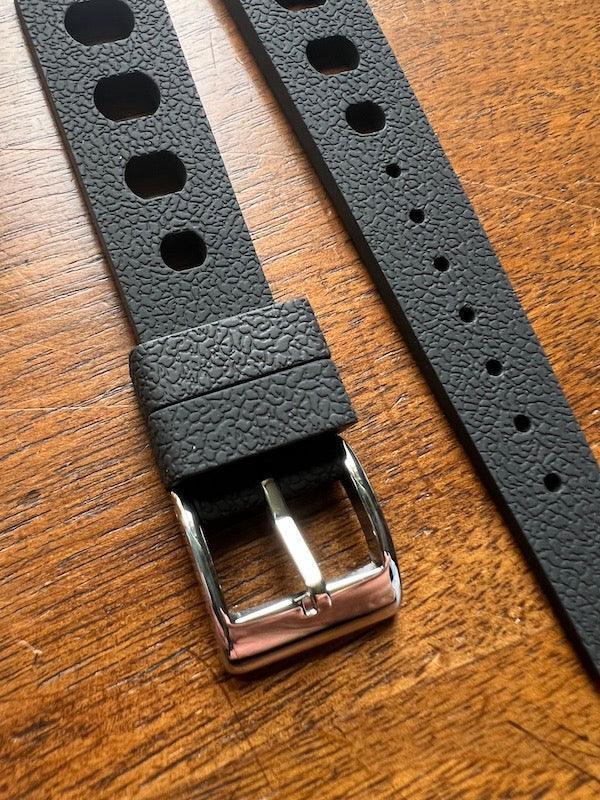Bracelet tropical rubber pilote noir profond - Vinty Watches