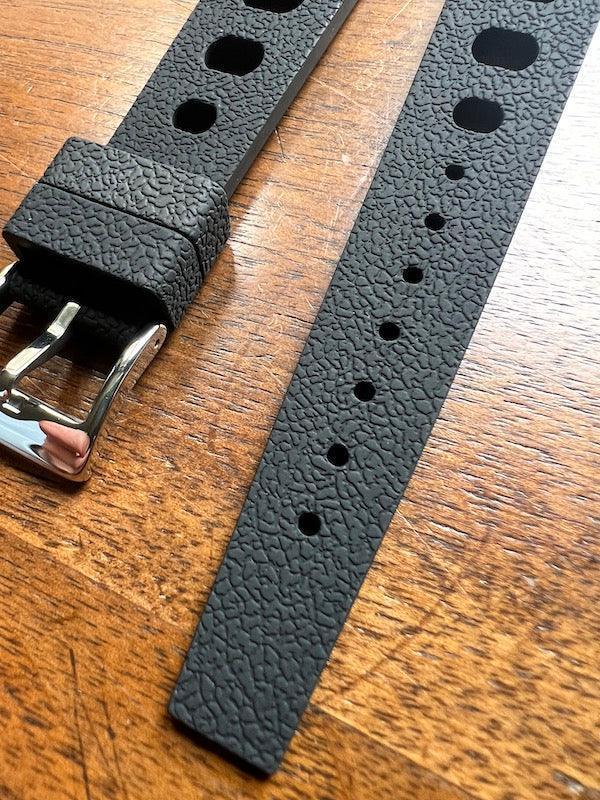 Bracelet tropical rubber pilote noir profond - Vinty Watches