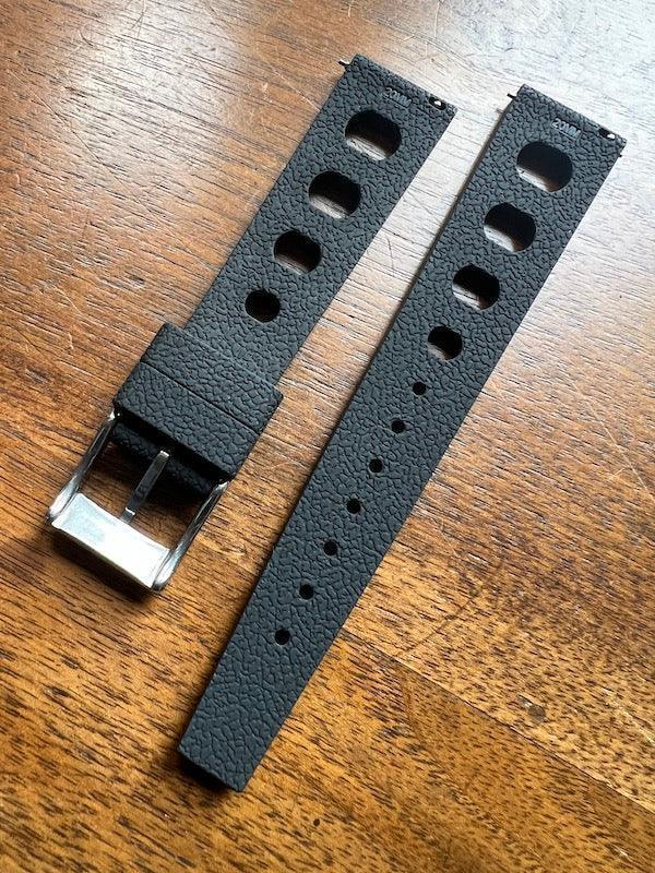 Bracelet tropical rubber pilote noir profond - Vinty Watches