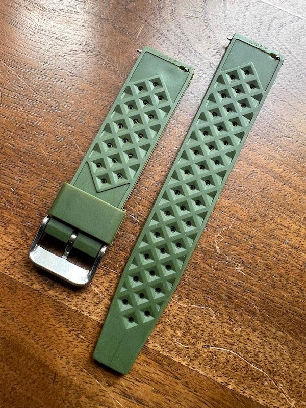 Bracelet tropical silicone vert militaire - Vinty Watches