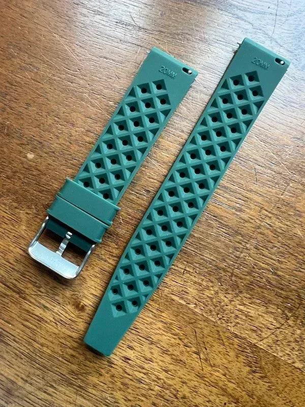 Bracelet tropical silicone vert forêt - Vinty Watches