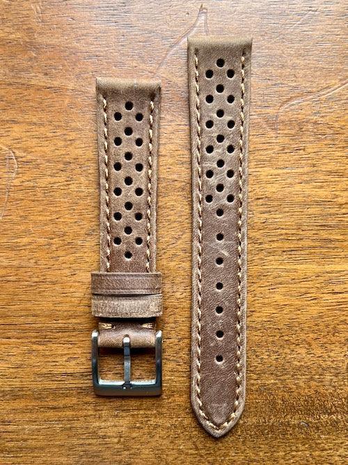 Bracelet Rallye en cuir brun mat - Vinty Watches