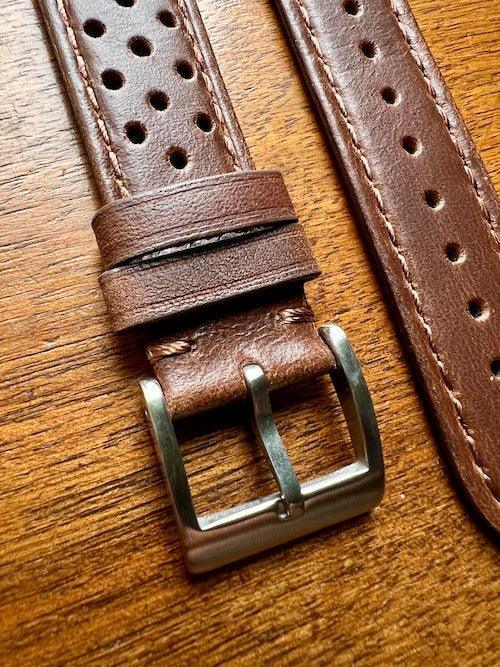 Bracelet Rallye en cuir brun - Vinty Watches