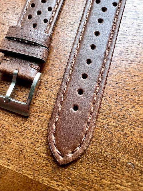 Bracelet Rallye en cuir brun - Vinty Watches