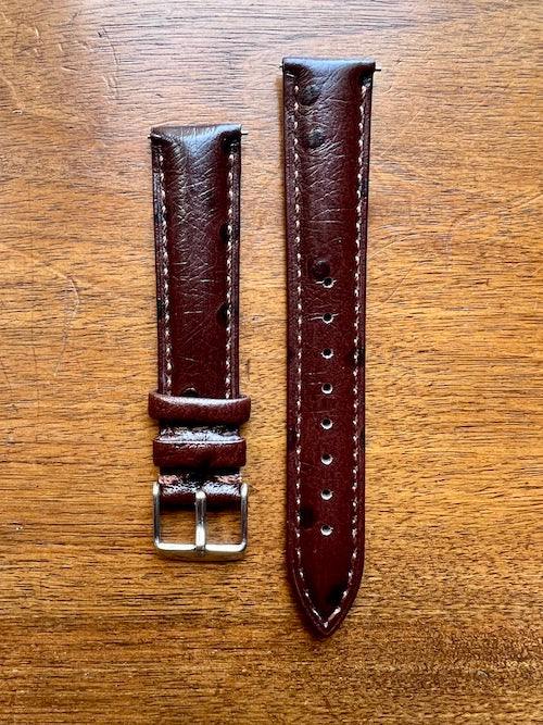 Bracelet Eclat en simili-cuir façon autruche marron chocolat