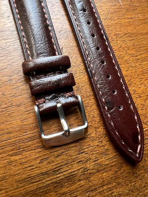 Bracelet Eclat en simili-cuir façon autruche marron chocolat