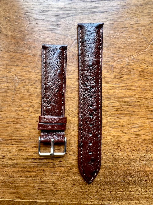 Bracelet Eclat en simili-cuir façon autruche marron chocolat