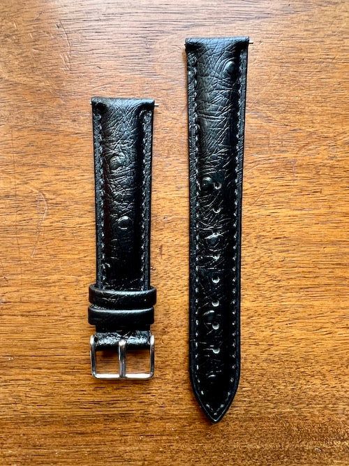 Bracelet Eclat en simili-cuir façon autruche noir