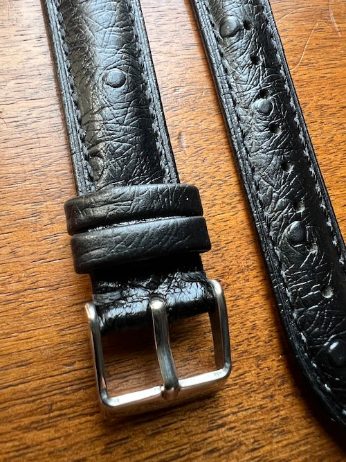 Bracelet Eclat en simili-cuir façon autruche noir