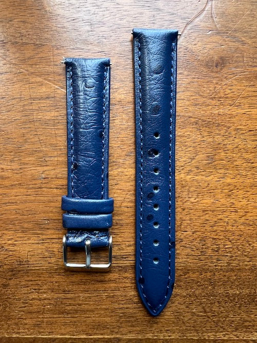 Bracelet Eclat en simili-cuir façon autruche bleu foncé