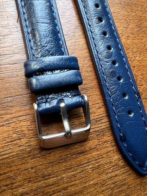 Bracelet Eclat en simili-cuir façon autruche bleu foncé