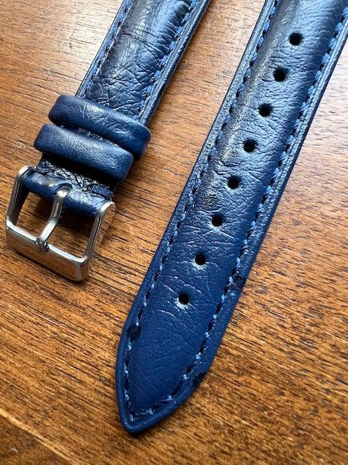 Bracelet Eclat en simili-cuir façon autruche bleu foncé