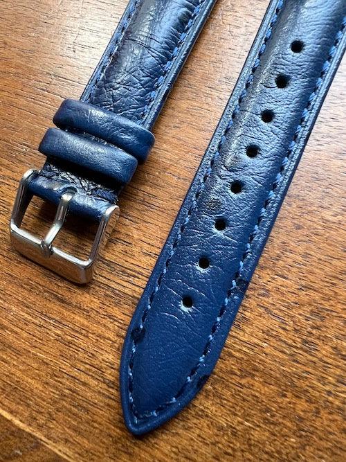 Bracelet Eclat en simili-cuir façon autruche bleu foncé