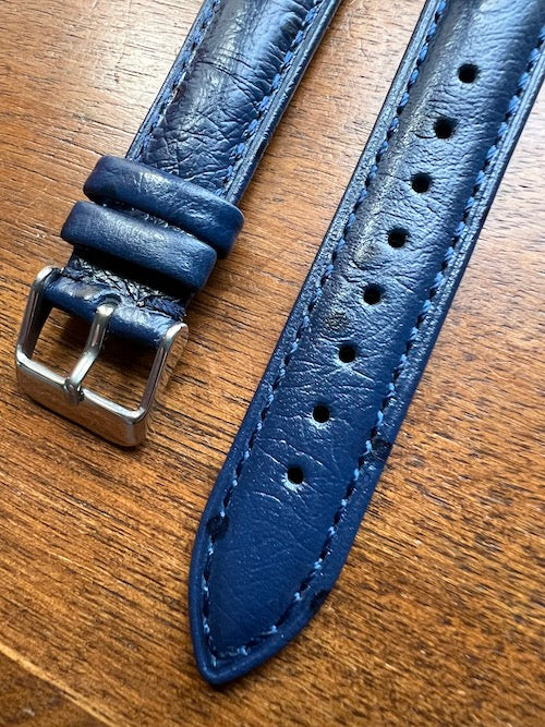 Bracelet Eclat en simili-cuir façon autruche bleu foncé