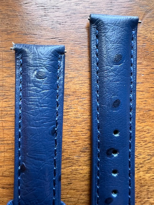 Bracelet Eclat en simili-cuir façon autruche bleu foncé