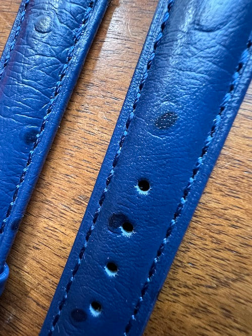 Bracelet Eclat en simili-cuir façon autruche bleu foncé