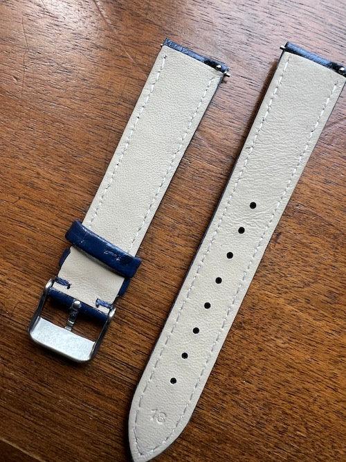Bracelet Eclat en simili-cuir façon autruche bleu foncé