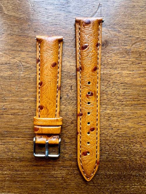 Bracelet Eclat en simili-cuir façon autruche cognac