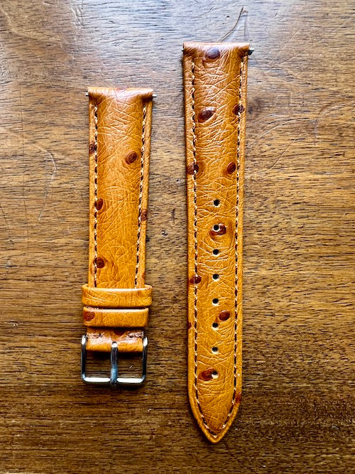 Bracelet Eclat en simili-cuir façon autruche cognac