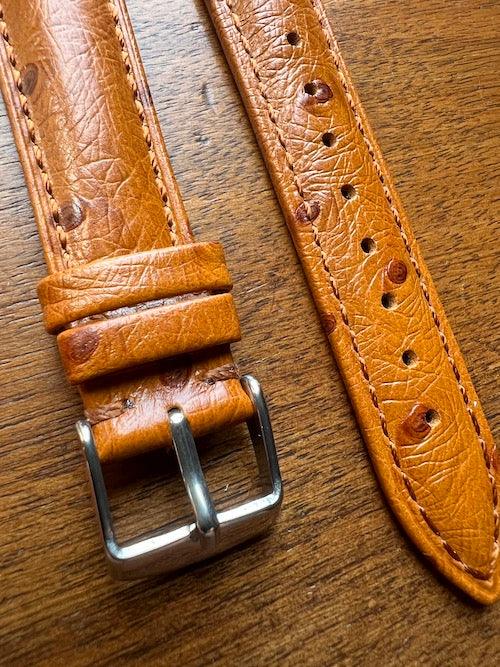 Bracelet Eclat en simili-cuir façon autruche cognac