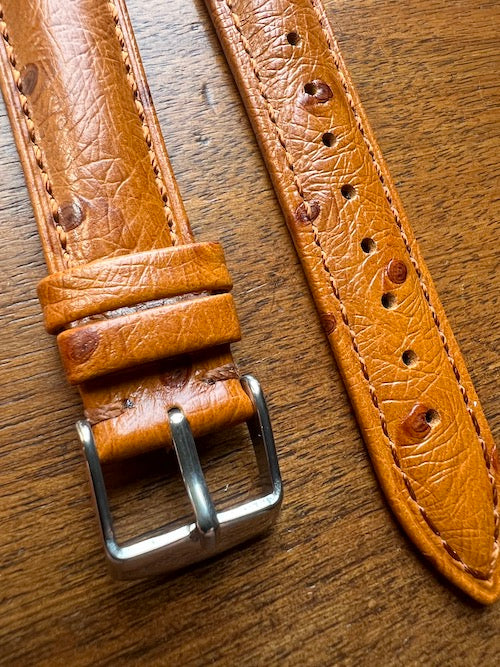 Bracelet Eclat en simili-cuir façon autruche cognac