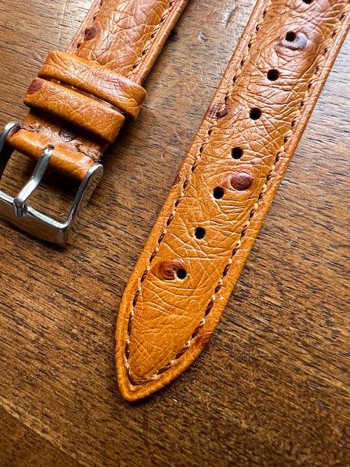 Bracelet Eclat en simili-cuir façon autruche cognac