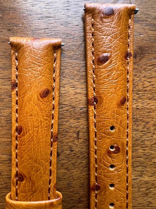 Bracelet Eclat en simili-cuir façon autruche cognac