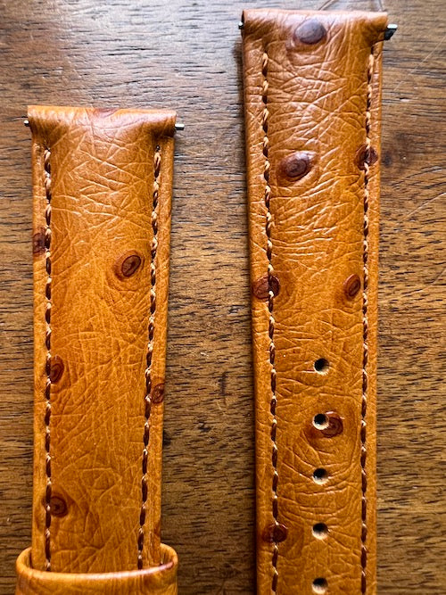 Bracelet Eclat en simili-cuir façon autruche cognac