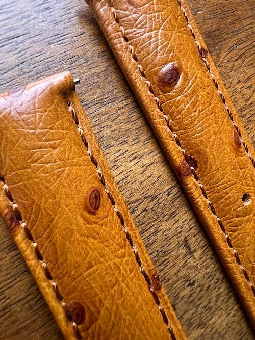 Bracelet Eclat en simili-cuir façon autruche cognac