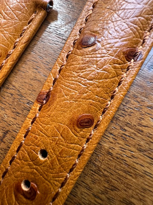 Bracelet Eclat en simili-cuir façon autruche cognac