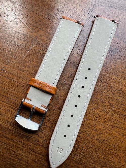 Bracelet Eclat en simili-cuir façon autruche cognac