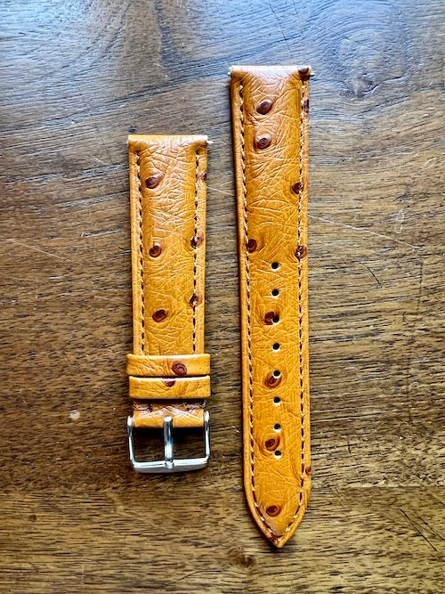 Bracelet Eclat en simili-cuir façon autruche cognac