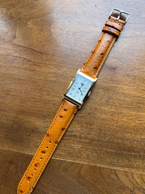 Bracelet Eclat en simili-cuir façon autruche cognac