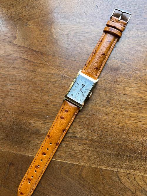 Bracelet Eclat en simili-cuir façon autruche cognac