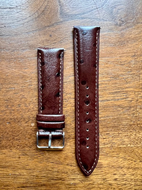 Bracelet Eclat en simili-cuir façon autruche marron chocolat