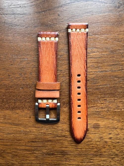 Bracelet Sunburst en cuir façon vieilli marron orangé