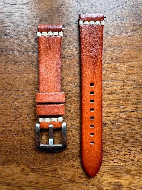 Bracelet Sunburst en cuir façon vieilli marron orangé