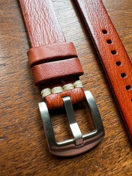 Bracelet Sunburst en cuir façon vieilli marron orangé